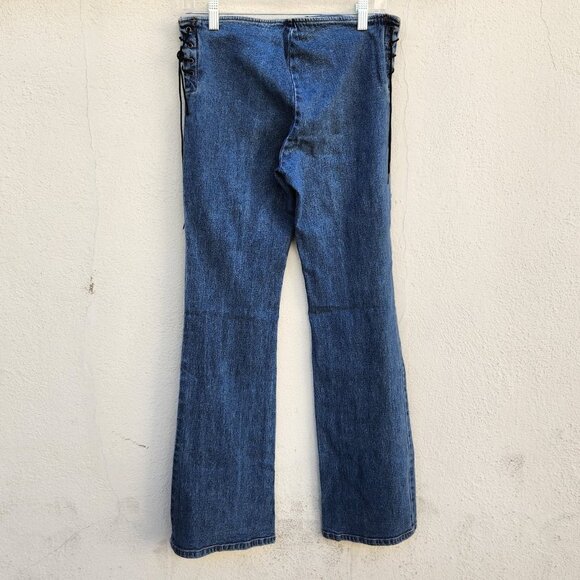 Vintage Y2K LEI Low RIse Lace Up Flare Jeans - Picture 4 of 9